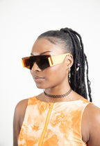 Women’s Creamsicle bikini set—zip-front crop top detail